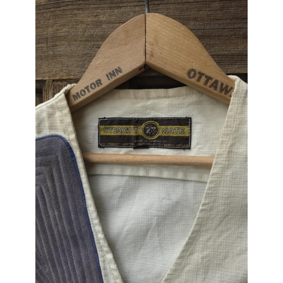 Vintage 1960s Straight Mate White Cotton Suede Hunting Shooting Vest Canada S - Picture 6 of 12